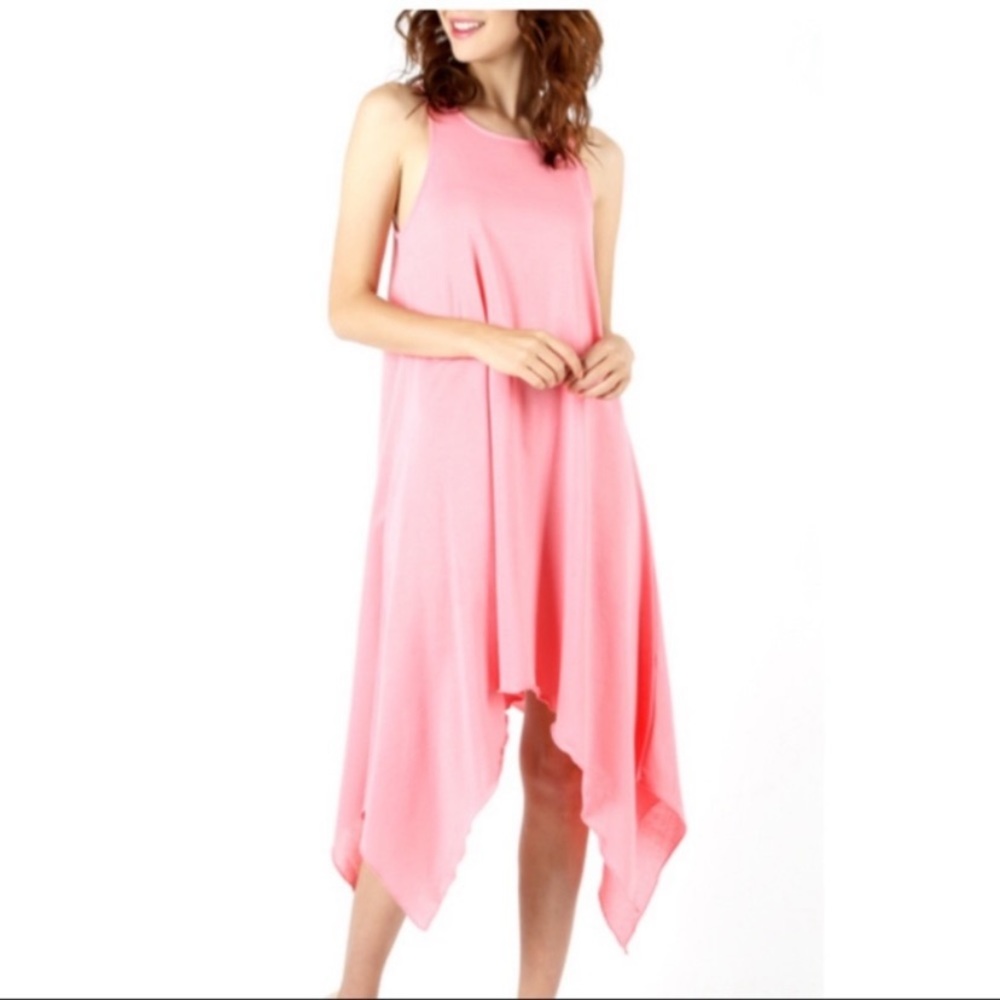 NWOT Zenana Outfitters Pink Handkerchief Dress Size Medium